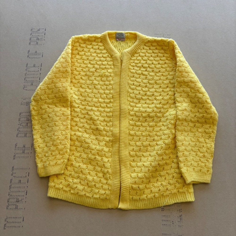 Vintage 70s Carol Brent Yellow Knit Cardigan Sweater